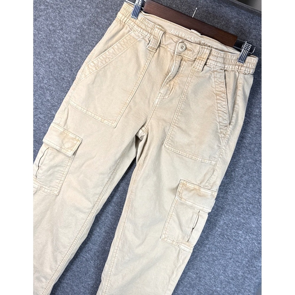 American Eagle Khaki Cargo Pants Stretch Regular Fit Womens Size 2 Military Chic